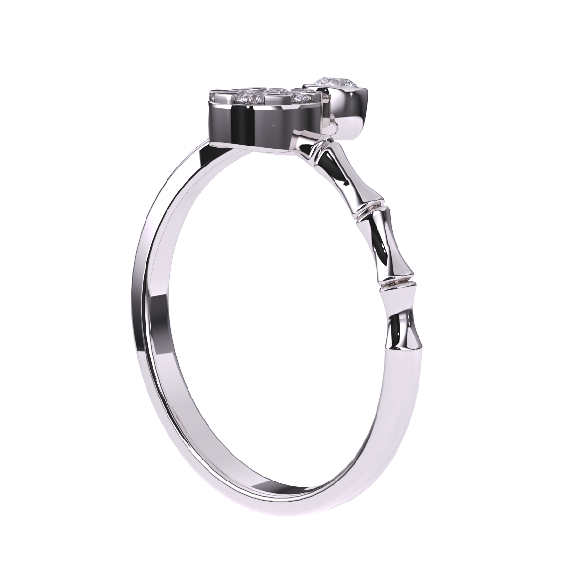 Charming Bypass Diamond Bamboo Ring